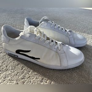 VINTAGE BIG LOGO LACOSTE SNEAKERS US SIZE 13 WHITE AND BLACK EUC